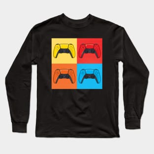 PS5 Pop Art Video Game Controllers Long Sleeve T-Shirt